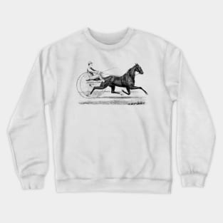 Harness Racing Horse Black and White Illustration Crewneck Sweatshirt